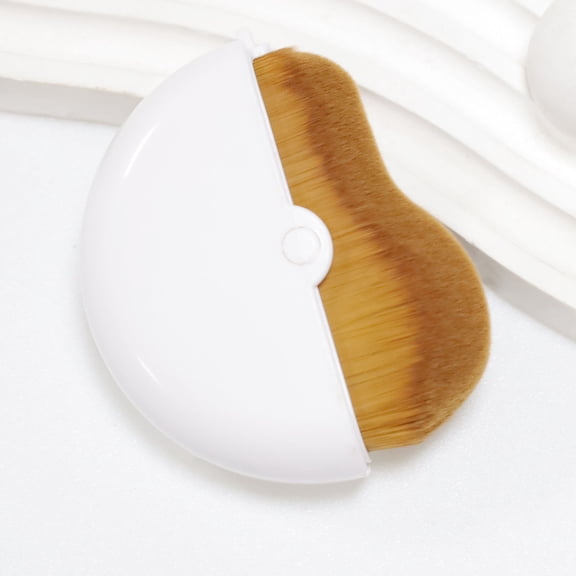 Elowen Liquid Brush With Makeup Foundation Brush Wave Shape High Density Soft Liquid Foundation Brush with Rotating Protective Cover White