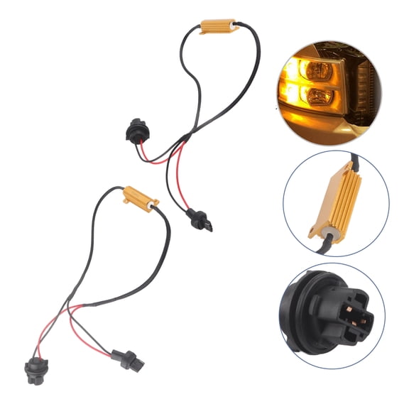 Elowen Load Resistor Connector 50W8RJ 7440 T20 Hyper Flash Fix LED Turn Signal Lights Wiring Adapters Plug and Play Universal Fit for