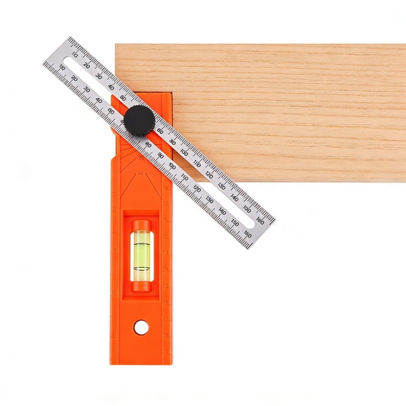 Elowen Marking Ruler Woodworking Marking Ruler 0-16cm Multi Angle Positioning Scribing Ruler with Level Bubble