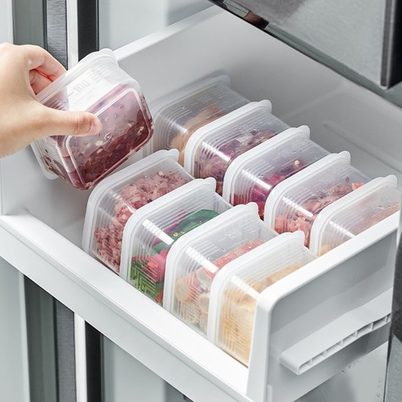 Elowen Meat Storage Container Refrigerator Storage Box, Frozen Meat Box Food Grade Material for Household
