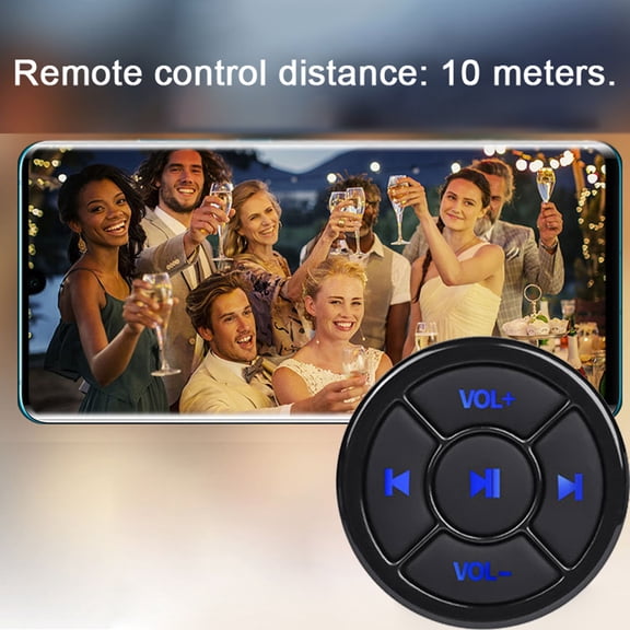 Elowen Media Controller Wheel Wireless Media Button BT5.0 Remote Control Car Steering Wheel Remote Controller for Sings Play Selfie Compatible with iOS Devices