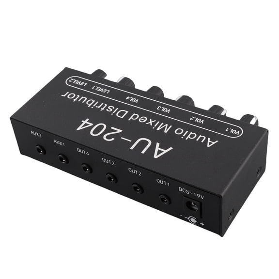 Elowen Mini Stereo Audio Preamplifier Stereo Audio Splitter Box, Lossless Signal 3.5mm DC 5-19V Headphone Amplifier for CD Player