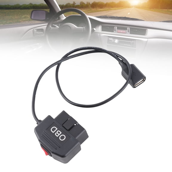 Elowen OBD Power Cable OBD Charger, 48cm/18.9in Automatic Power Failure OBD Adapter Power Box Low Voltage Protection for Dash Camera DVR