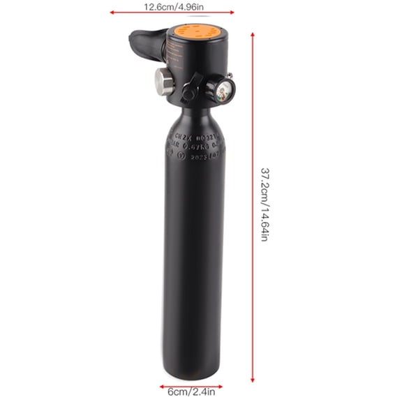 Elowen Oxygen CylinderS307 0.5L Oxygen Cylinder Diving Air Diving Respirator with Gauge Snorkeling Breathing Equipment