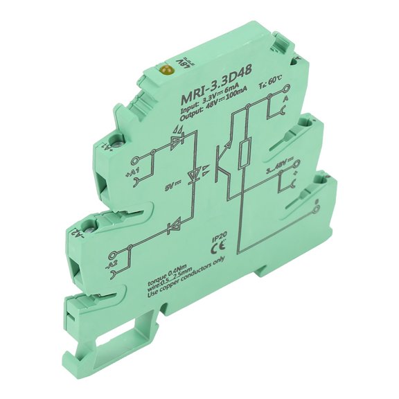 Elowen PLC Relay Module 3-48V DC/100mA Yellow LED indication, clear port , Ultra thin PLC relay, saves 60% of installation space, DIN rail installation, 2.5kVrms isolation for, MRI-230A48 Optocoupler