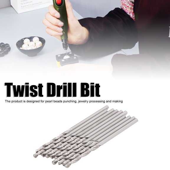 Elowen Pearl Drilling Machine Tools 10Pcs Twist Drill Bit Small Straight Shank Pearl Drilling Machine Tools Hardware 1.75mm