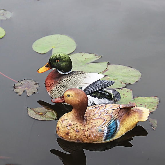 Elowen Pond Decor Duck Sculpture for Garden Pond, Floating Duck Statue with Pond Decor Features, 1xDuck Sculpture