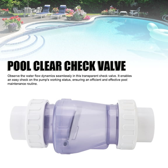 Elowen Pool Clear Check Valve2 Inch Transparent Check Valve, Plastic PVC Swimming Pool Check Valve for Spa
