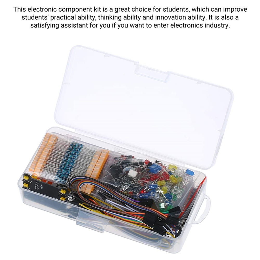 Elowen Portable Electronic Components Kit Components Electronic Components Kit 830 Connect Points Breadboard Cable Resistor Applicable For R3