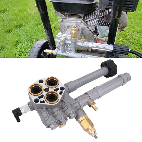 Elowen Pressure Washer Head Assembly Complete Pump Head, Pressure Washer Pump Head Assembly Excellent Sealing with Pressure Relief Valve for SRMW2.3G28 SRMW2.4G28 Pumps Replacement for AR43361