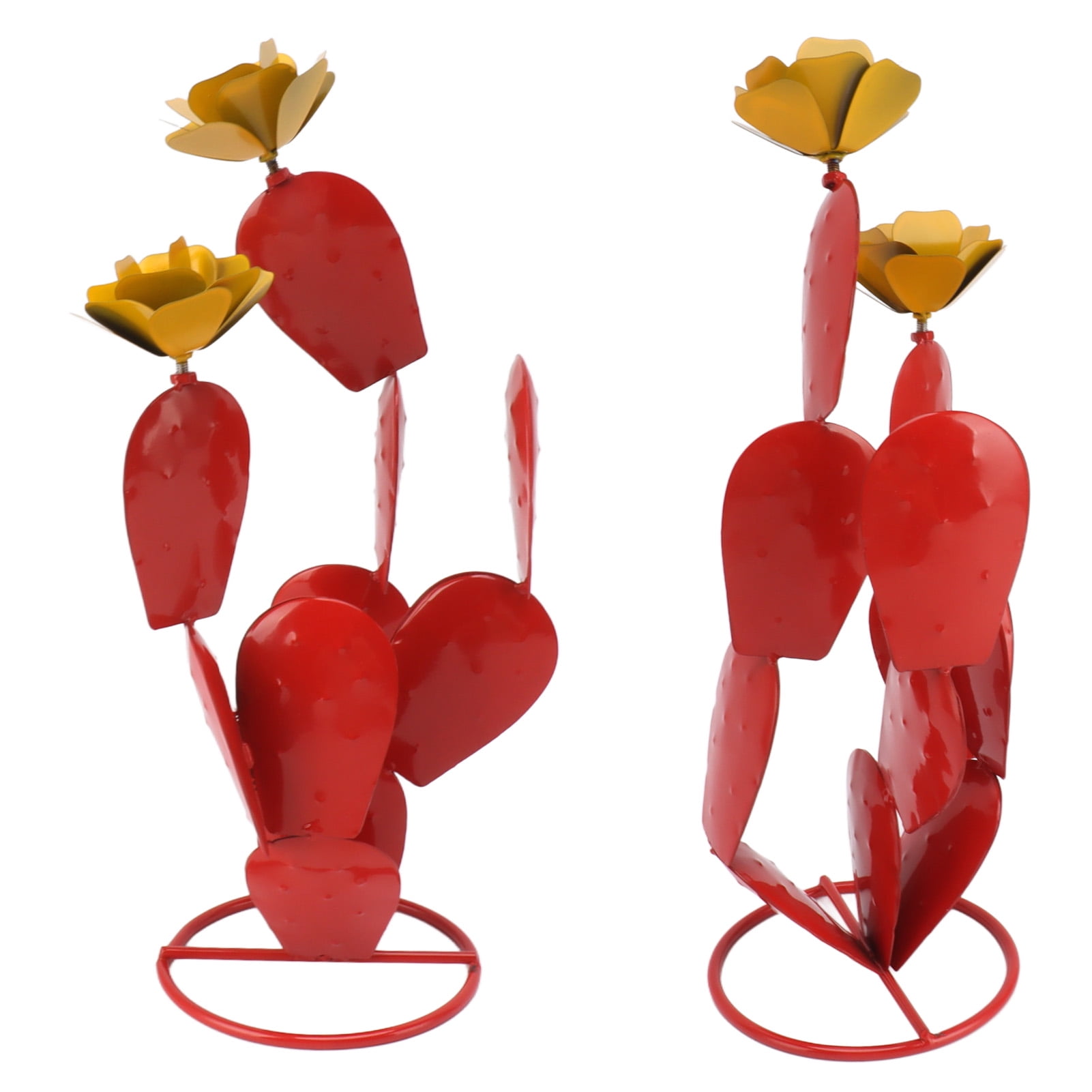 Elowen Prickly Pear Cactus Sculpture Prickly Pear Cactus Sculpture, Prickly Pear Cactus Yard Art Iron with Flowers for Patio