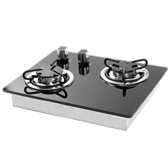 Elowen RV Gas Stovetop Gas Hob, Tempered Glass Panel 1.8Kw Power Portable Gas Stove Easy To Clean for for RV for Yacht