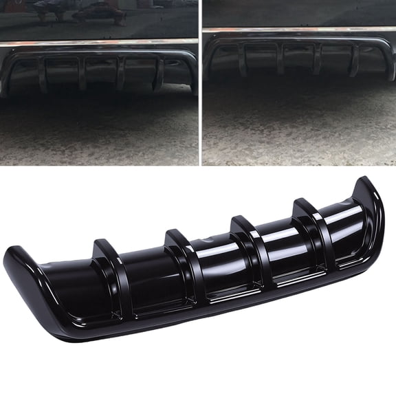 Elowen Rear Bumper Lip Diffuser Spoiler Rear Rear Bumper Diffuser Lip Fin Style Glossy Black Universal Rear Diffuser Bumper Lip Body Kit 26.38x2.36in