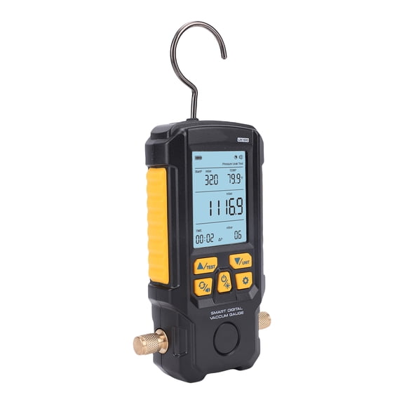 Elowen Refrigerant Vacuum Meter Refrigerant Digital Vacuum Meter Air Conditioning Refrigerant Vacuum Tester with Pressure Leakage Test for HVAC System 0-2000mbar