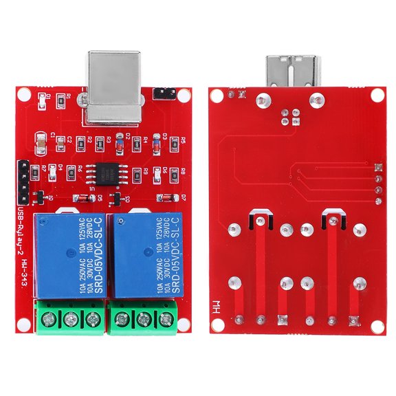 Elowen Relay Module 5V USB Control Switch 2 Channel Relay Module, Military Grade PCB, High Performance USB Chip, XP 32-bit Support, Small Size and Lightweight, Easy to Use without Driver