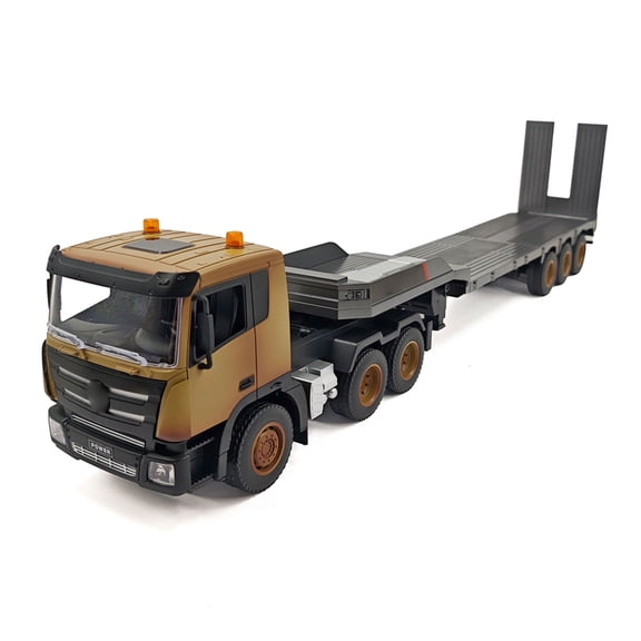 Elowen Remote Control TrailerRc 1/18 Scale Remote Control Flatbed Truck 9 Channel RC Construction Vehicle with Detachable Trailer