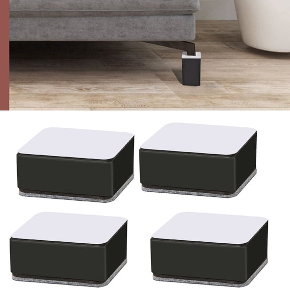 Elowen Self Adhesive Furniture Riser Self Adhesive Furniture Lift, Bed Lifter Anti Slip 500kg Strong Bearing Stable 4 Pieces Carbon Steel Low Noise for Bedroom for Sofa Black