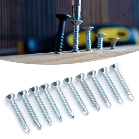 Elowen Self tapping Screw M4.2 Flat Head Self Drilling Tapping Screws Set Easy Operate Fixation Color Steel Tile Steel Structure 50pcs