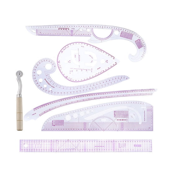 Elowen Sewing Rulers Set French Curve Ruler Set, Clear Lines Improve Work Efficiency Sewing Ruler High Accuracy 7pcs for Cutting