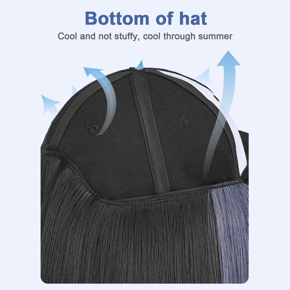 Elowen Short Straight Hair Straight Short Straight Hair Wig with Cap Women's Baseball Cap Wigs High Temperature Silk Wig Natural-looking Wig Cap with Adjustable Cap Circumference
