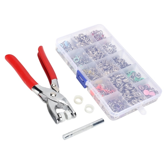 Elowen Snap Fasteners 804Pcs Snap Fasteners Kit Sewing Button Punching Machine Hand Pressing Pliers Tools 9.5mm