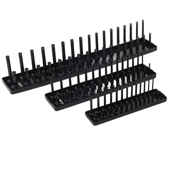 Elowen Socket Socket Holder Set, Black Socket Tray for Auto Repairing Tool Storage