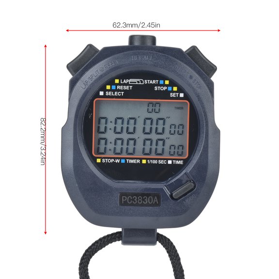 Elowen Sports StopwatchSports Stopwatch Track Timer Countdown Timer with 1/100 Sec 30 Memory Lap Split 10 Hour Countdown 3 Row LCD for Running Track and Field Training