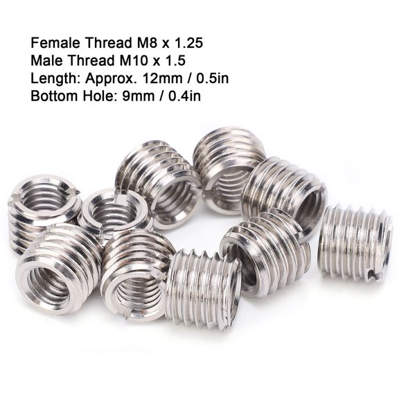 Elowen Stainless Steel Insert Nut Thread 10Pcs Insert Nut Thread Repair Sleeve Threaded Bushing Screw Reducing Conversion Tool