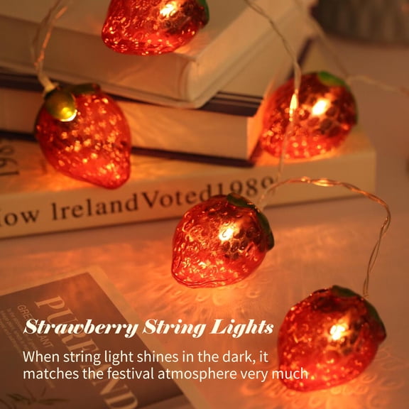 Elowen Strawberry String Lights Strawberry 6.5FT 10LED Strawberry String Lights Christmas Decorative Fairy Lights LED Hanging Lights Always On Light Mode for Festivals Easter Carnival Parties