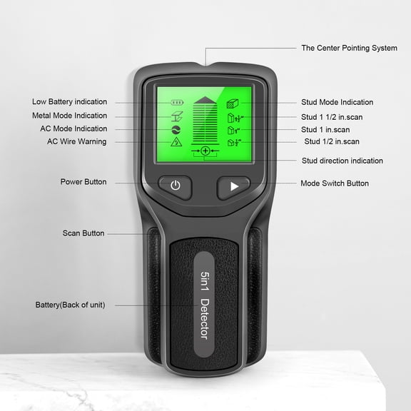 Elowen Stud Detector Professional 5-in-1 Stud Detector Wall Scanner Metal Finder for Home Use