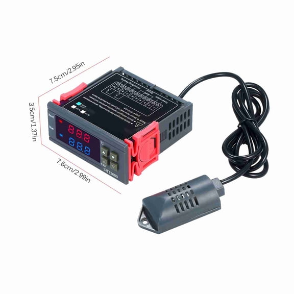 Elowen Thermoregulator Probe Digital Display Temperature&Humidity Controller Thermoregulator Thermostat Humidistat Therometer Hygrometer with Integrated Sensor Probe Relay Output