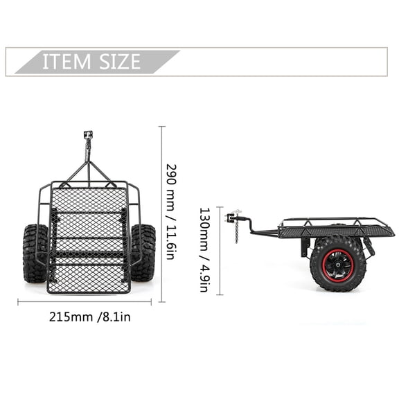 Elowen Trailer Car Rc Trailer Car Hopper Trail for 1/10 HSP Axial SCX10 D90 HPI RC Crawler Car DIY