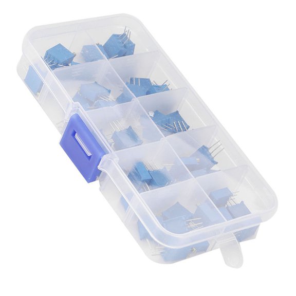Elowen Trimpot 50Pcs Blue Variable Resistor Trimmer Pot Assortment for Electronics Projects