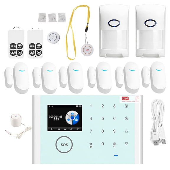 Elowen Tuya alarm systemAlarm CS118 WiFi+GSM+GPRS 3 IN 1 Network Intelligent Home Alarm System Tuya APP Remote Control 433MHz Home Secure Door Bell Smart Alertor Compatible with Voice Control