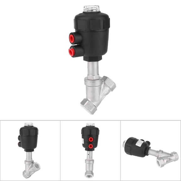 Elowen Valve 360 Degree Rotatable Gas Valve Control Head, Visual Position Indication Angle Seat Valve DN15 1/2in Thread Connection Stainless Steel & Plastic for Water, Neutral Gas or