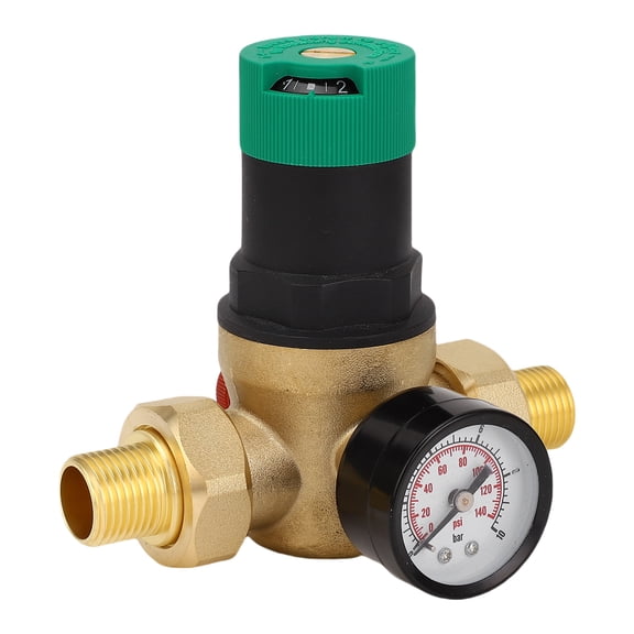 Elowen Water Pressure Regulator Valve Brass Water Pressure Regulator with Meter for Efficient Control and Adjustment Suitable for Various Scenarios