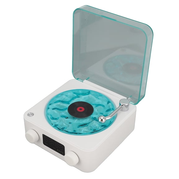 Elowen Waves Vintage Record Player Vintage Waves Player Cordless Speaker Ambient Light Time Display for Relaxing Bedroom