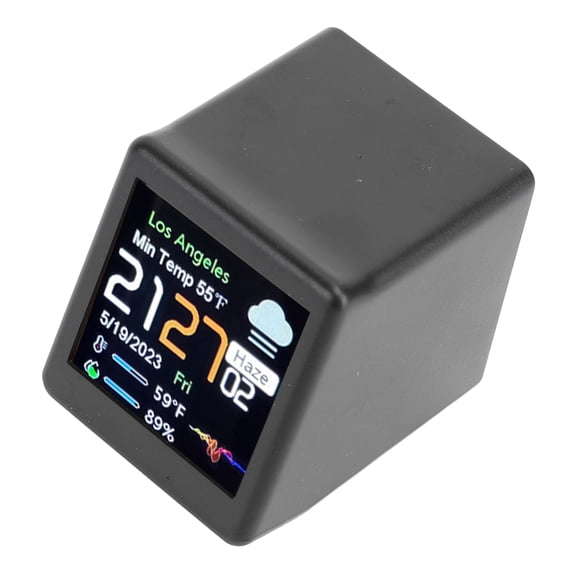 Elowen Weather Clock StationDigital Desktop Electronic Alarm Clock with LCD Display Weather Forecast Temperature Calendar Support Networking for Home Office