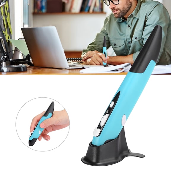 Elowen Wireless Mouse Ergonomic USB Computer Stylus PC Parts Wireless 2.4G Mouse Pen Type Personalized Innovative VerticalBlue PR-03