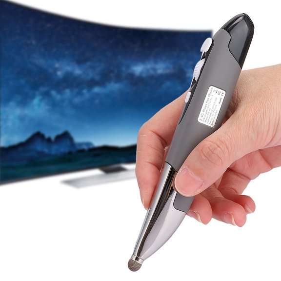 Elowen Wireless Mouse USB Computer Stylus PC Accessory Wireless 2.4G Mouse Pen Type Personalized InnovativeSilver Grey PR-06
