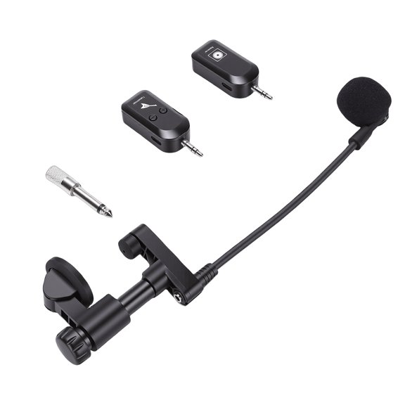 Elowen Wireless Violin MicrophoneMicrophone Wireless Instrument Microphone 2.4G Violin Cello Guitar Clip On Condenser Mic for Stage Performance Band