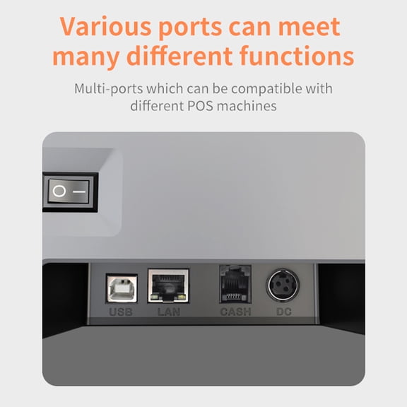 Elowen Wireless printer Portable Thermal Receipt Printer 80mm Desktop Direct Thermal Printing USB+LAN Connection High Speed with Auto Cutter Large Paper Bin Support ESC/POS for Shipping Business