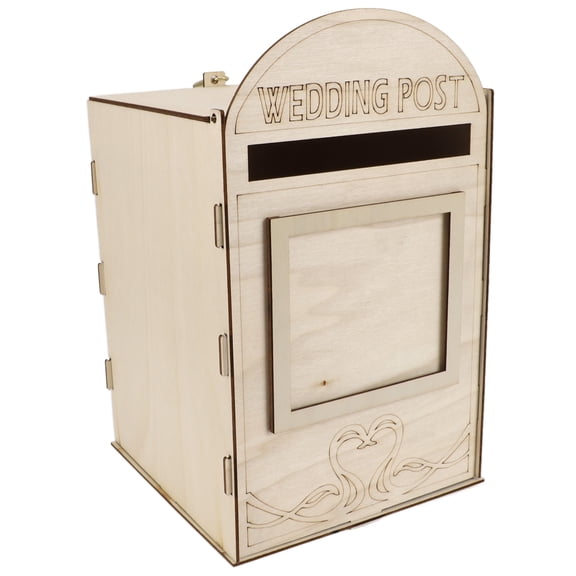 Elowen Wooden Wedding Card Box with Lock Wooden Wedding Mailbox, Wooden Wedding Mailbox Post Box Multifunctional with Lock for Anniversarie JM01618