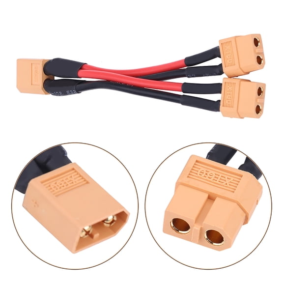 Elowen XT60 1 Male to 2 Female Cable2Types XT60 Parallel Battery Pack Connector Adapter 14AWG Cable RC Accessory