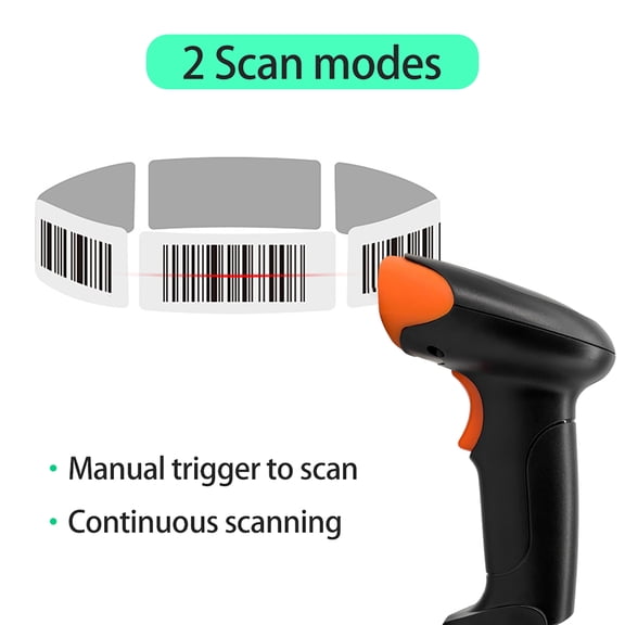 Elowen barcode scanner 1d Handheld 1D/2D/QR Barcode Scanner 2.4G Wireless USB Wired Bar Code Reader Manual / Continuous Scanning CMOS Image Sensor Support Paper Code/Screen Code PDF417 Compatible
