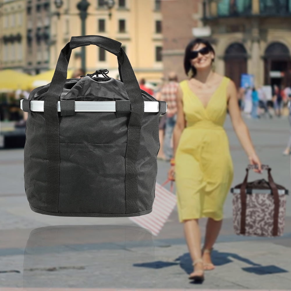 Elowen bike basket Front Bike Detachable Cycle Front Canvas Basket Carrier Bag Pet Carrier Aluminum Alloy Frame