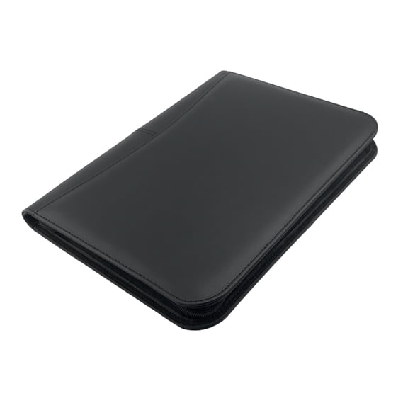 Elowen document Bisofice Zippered Business Padfolio A4 PU Leather Portfolio Organizer for Interview Resume Document Planner Agenda Schedule Tablet Sleeve Holder for Men Women Businessman - Black