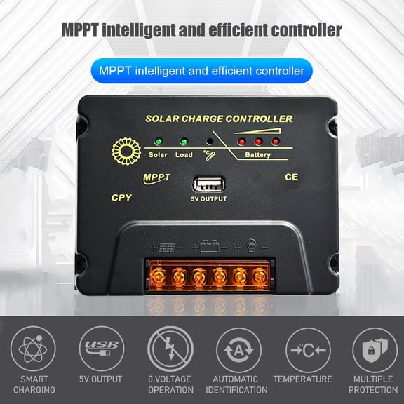 Elowen solar controller Controllers 20A Solar Charge Controller 12V/24V Solar Panel Regulator with 5V USB Port MPPT Charge Controller for -acid Battery/LiFePO4 Battery/Ternary Lithium Battery