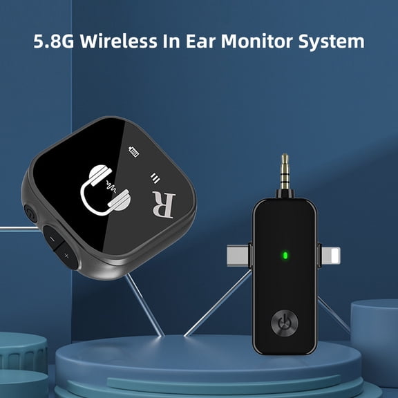 Elowen wireless audio transmitter and receiver Audio 5.8G Wireless In Ear Monitor System Dual-channel Monitoring IEM System Earphones with 3-in-1 Transmitter and Receiver for Studio Band Rehearsal