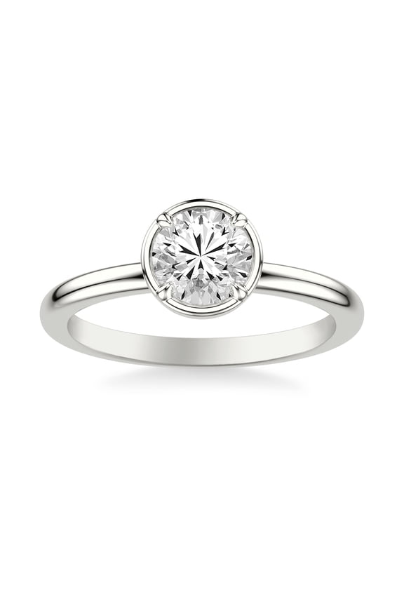 1.6 Ct Lab Created Diamond Ring - Round Cut Design in 14K White Gold Plated Ring - Bezel Set Engagement Ring for Women - Perfect for Special Moments - Unique Jewelry Gift for Her